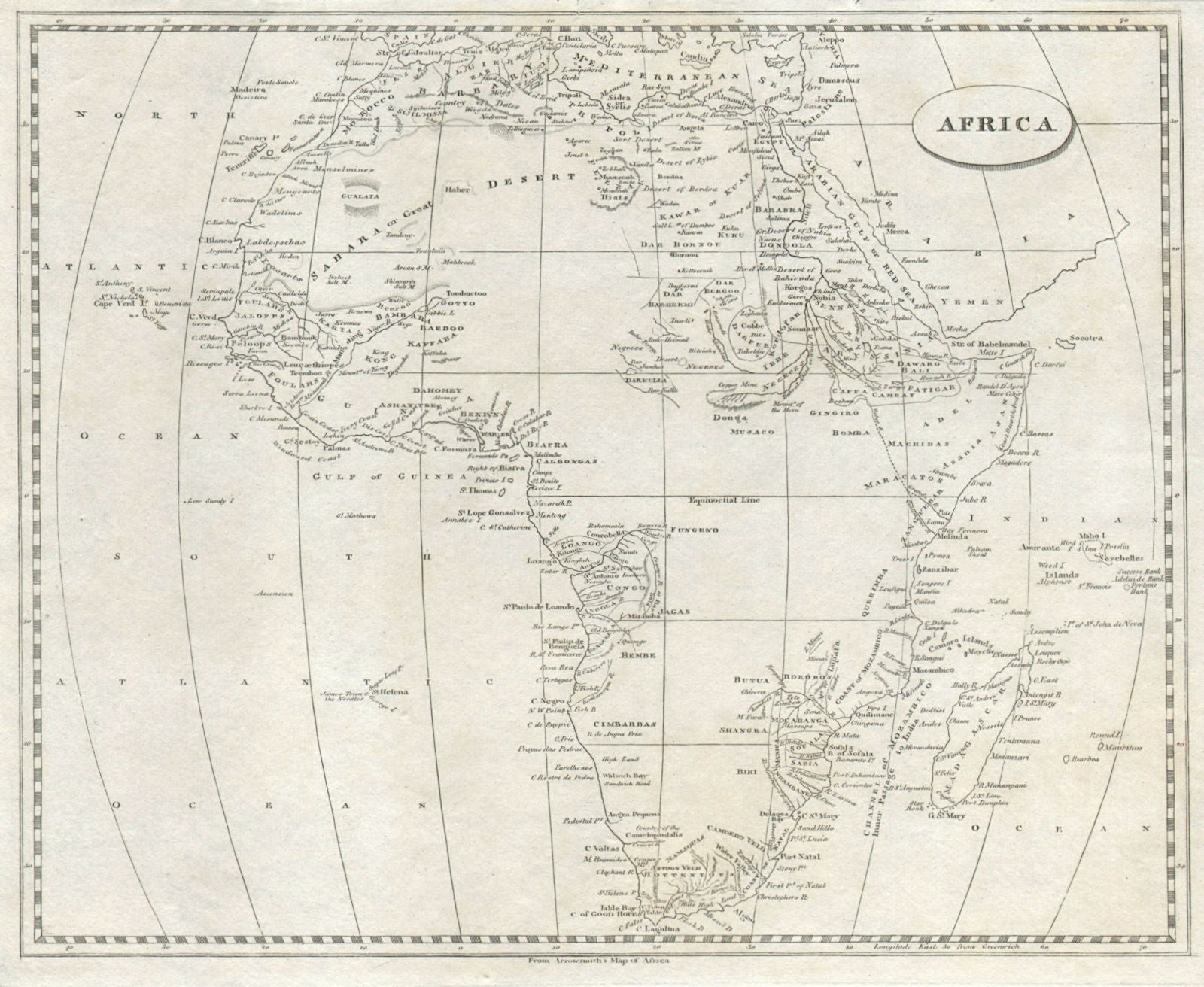 Africa by Arrowsmith & Lewis 1812 old antique vintage map plan chart
